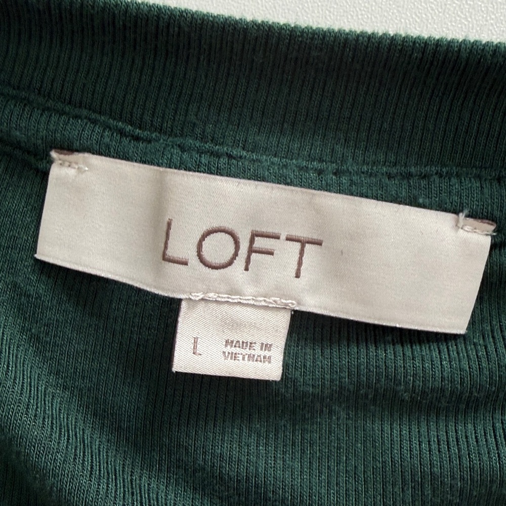 LOFT Dark Green Long Sleeve Top - Picture 4 of 8